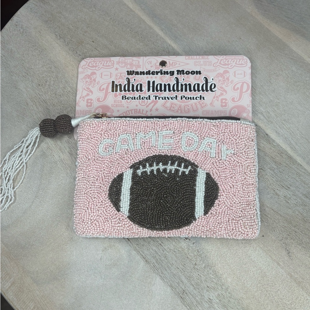 Wandering Moon Pink Beaded Game Day Clutch